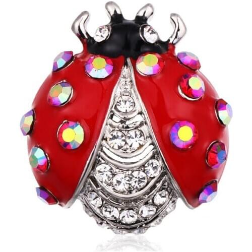 Cute Crystal Rhinestone Ladybug Brooches for Women Red Enamel Insect Brooch Pins Girls Suit Shawl Bag Accessories Jewelry Gifts