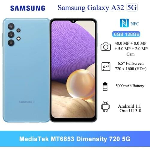 Samsung Galaxy A32 5G Smartphone 6.5 Inch MT6853 Dimensity 720 Octa-core 6GB 128GB Android Cell phones 48MP AI Quad Cam 5000mAh