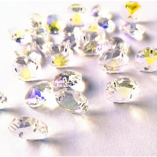 200pcs/lot AB Color 14mm K9 Crystal Octagon Beads in 2 Holes ( Free Jump Rings) For Crystal Chandelier Parts Diy Christmas Decor