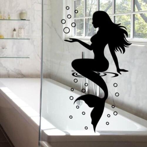 3D Aesthetic Mermaid Wall Sticker Fashion Design Beautiful Waterproof Decals for Bathroom Toilet Bedroom Decor Home Decoration