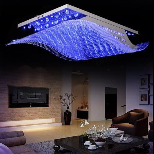 Wonderland Remote Controls Light Change 4 Color Modern LED Crystal Iron Ceiling Lights Lustre Lamp for Home Living Room PLL-700