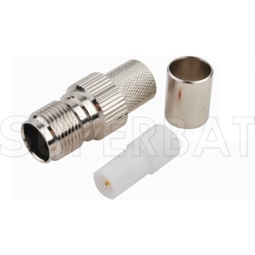 Superbat RP-TNC Crimp Jack(Male Pin) Straight Connector Nickelplated for Coaxial Cable RG8 RG214,LMR400