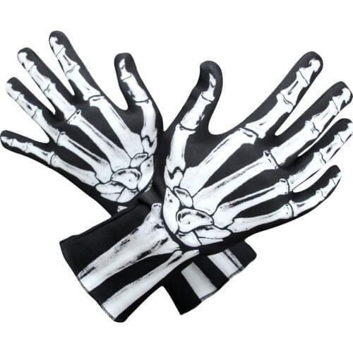 SzBlaZe Brand New Halloween Masquerade Skeleton gloves Ghost Bone Reaper Print Cosplay Full Finger Gloves Skull Opera Gloves