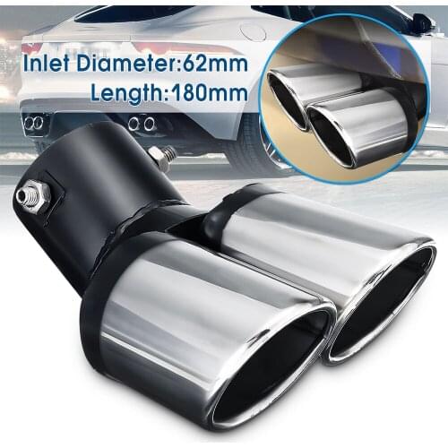 6.3cm interface 18cm long car exhaust pipe dual-hole exhaust pipe tail throat muffler auto external replacement accessories