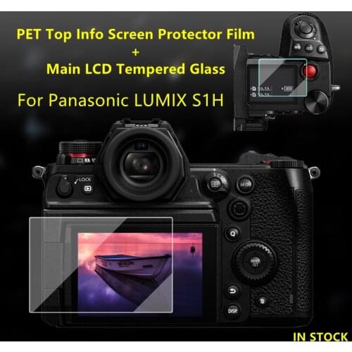 For Panasonic DC-S1H Camera Tempered Glass Protective Self-adhesive Glass Main LCD Display + Film Info Screen Protector Cover
