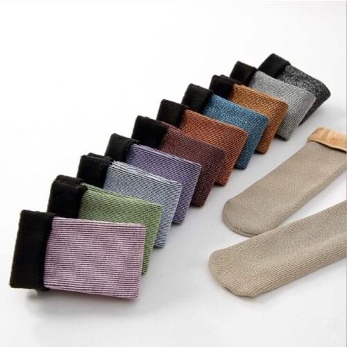 Women winter snow socks velvet thickening female solid warm floor sock ladies casual long socks hosiery