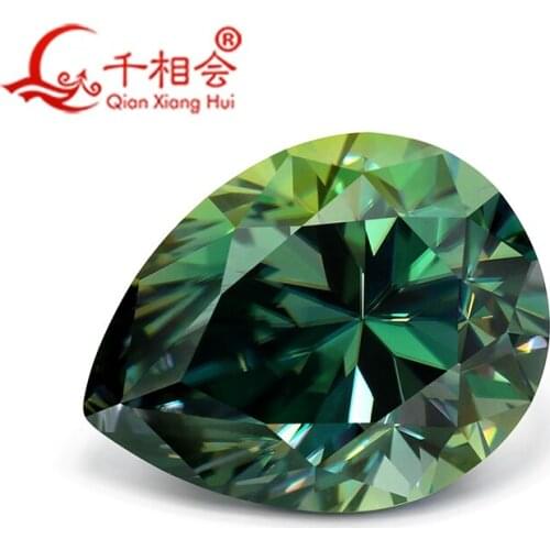 8*10mm pear shape cheapest green color with yellow light moissanites loose stone