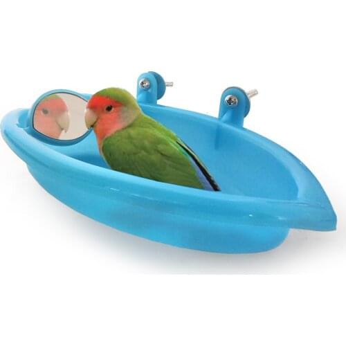 1Pc Parrot Bathtub With Mirror Pet Cage Accessories Bird Mirror Bath Shower Box Bird Cage Pet Small Bird Parrot Cage Bird Toys