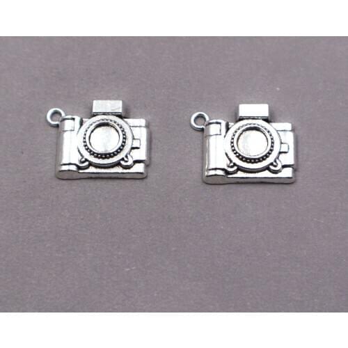 10pcs Antique Silver Tone Camera Charms Pendant 22*16.5*1mm