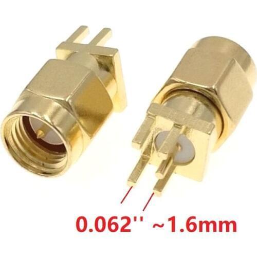 10pcs SMA Male PCB Edge Mount Solder 0.062'' RF Connector