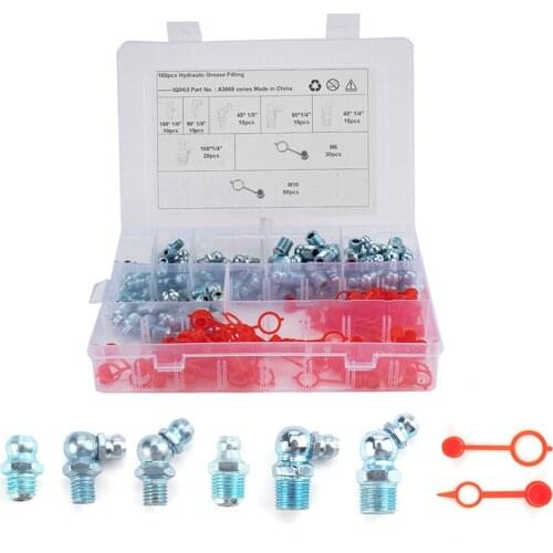160PCS SET M6 M10 Straight Zerk Metric Grease Nipple Universal Classification kit