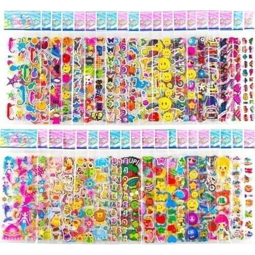 20 Sheets Stickers For Kids Girls Boys Different Bulk Stickers 3D Puffy Assorted Scrapbook Stickers Cartoon Princess DIY Toys