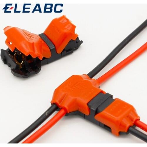5pcs 2 Pin 2 Way dc/ac 300v 10a Universal Compact Wire Wiring Connector T SHAPE Conductor Terminal Block With Lever AWG 18-24