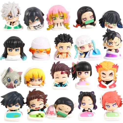 5pcs/set Demon Slayer Sleeping Kamado Tanjirou Nezuko Agatsuma Zenitsu Hashibira Inosuke Tsuyuri Kanawo Cute Anime Figures Gift