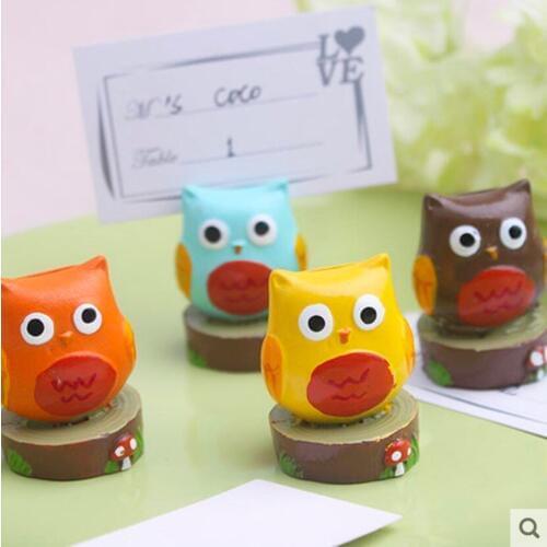 8pcs Creative Cute Cartoon Owl Place Card Holder Message Clip Wedding Table Decoration Baby Shower Reception Party Favor