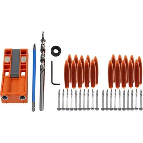 ABSF 45Pc Woodworking Oblique Hole Locator Drill Guide Set Hole Jig Kit Drill Set Puncher Locator with Hole Locator Fittings
