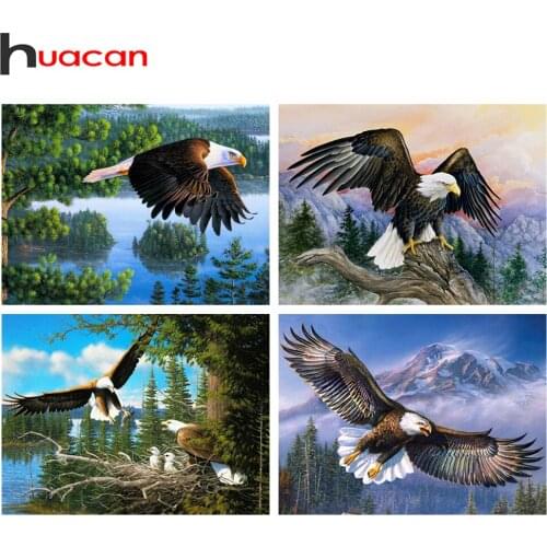Huacan 5D Diamond Painting Full Square Eagle Diamond Embroidery Animals Mosaic Paintings For Interior Decoration For Home