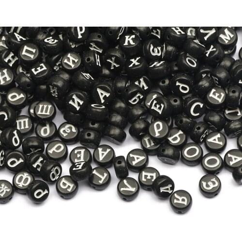 Black Mixed round acrylic letter beads 100-500pcs 4x7mm spacing beads for jewelry making DIY necklace bracelet accessories