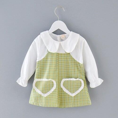 Kids Dresses for Girls Baby Long Sleeve Fall Clothes Ruffle Pockets Plaid Splicing Elegant Princess Party Dress Children Outfits