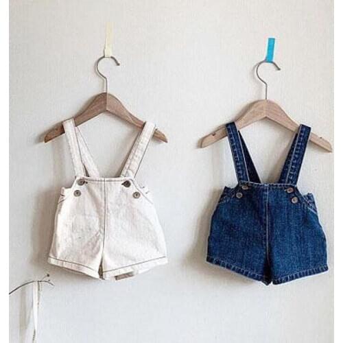 Children Overalls Denim Summer Baby Boys Denim Short Pants Girls Strap Shorts Kids Boys Jumpsuit Childrens Jeans