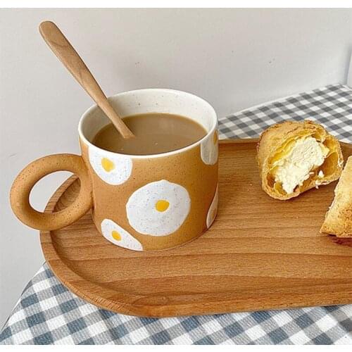 Nordic Ins Egg Ceramic Coffee Cup Mug Kitchen Breakfast Drinking Milk Tea Mug Creative Couple Gifts Cute Cup Home Decor