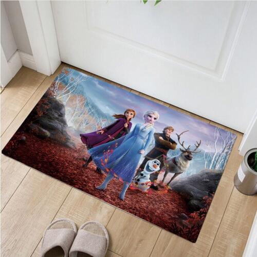 Disney Elsa Print Rugs Soft Frozen2 Carpets for Living Room Bedroom Anti-slip Floor Mats Bedroom Water Absorption Carpet Rugs