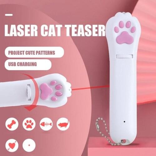 4 types USB Pet LED Laser Cat Laser Toy Interactive Toy Bright Animation Mouse Shadow cat Pointer Light Pen Rechargeable Toys
