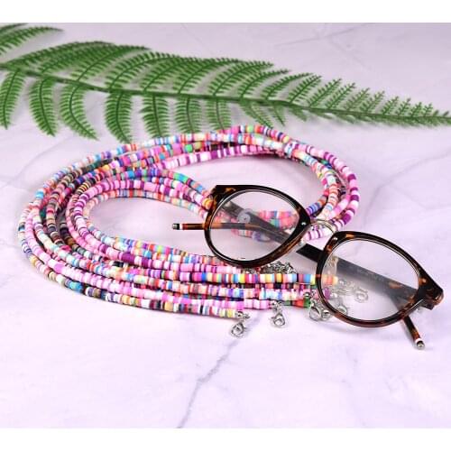 Multicolor Polymer Clay 4MM Bead Sunglasses Chains For Women 2021 New Fashion 72cm Lanyard Glasses Chains Wholesale