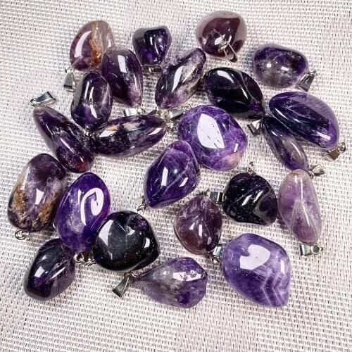 Fashion Natural Stone Crystal Pendant Charms Irregular Amethysts Pendants For Jewelry Making DIY Necklace Earring 5Pcs/lot