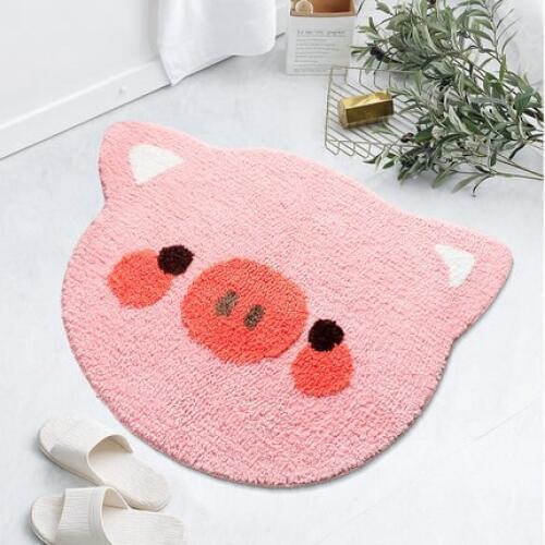 Cartoon Cute Pig Carpet Bedroom Living Room Bathroom Non-Slip Absorbent Thick Rug