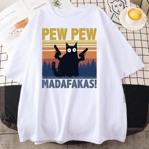 Pew Madafakas Mens Tshirt Cute Black Cats Printing Shirt Mens Fashion Brand Oversize T-Shirt For Men Casual Tops Short Sleeve