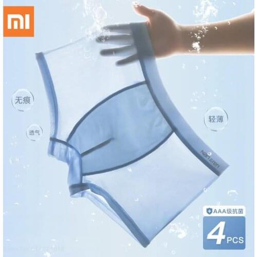 3pcs Xiaomi Men Underwear Ice Silk Thin Mens Boxershorts Breather Male Boxer Seamless Panties Graphene Antibacterial Underpants