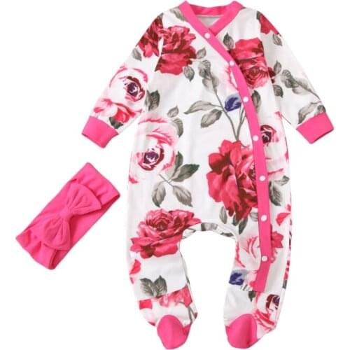 New Style Baby Girl Cotton Cute Floral Print Rompers Breathable Soft Skin Friendly Siamese Jumpsuit