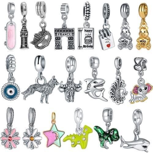 2Pcs/Lot Charm Travel Animal Bear Beads Alloy Silver-plated Fit Bracelet Necklace DIY Making Women Pulseras Jewelry Accessories