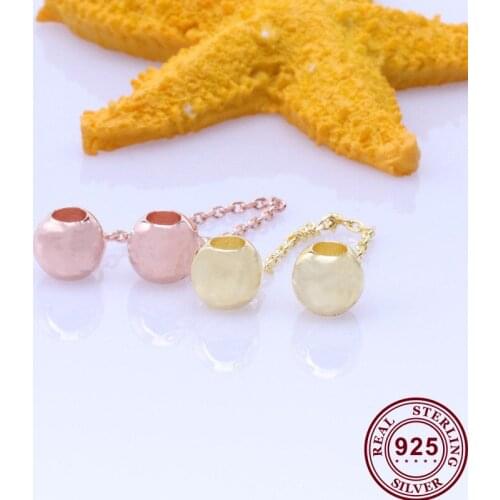 Original 925 Sterling Silver Rose Gold Round Safety Chain Fit Pandora Women Bracelet & Necklace Diy Jewelry