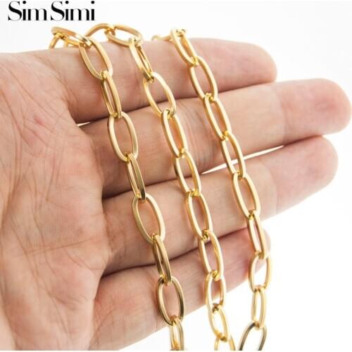 100% Stainless Steel Oval Mens Chain Necklace Sell By Meter No Clasp 6mm Width square Line For Jewelry Making