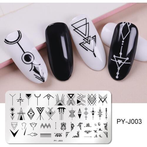 PICT YOU Nail Stamping Plates Geometric Striped Line Rectangle Stainless Steel Nail Image Plate Print Stencil Nail Art Tools