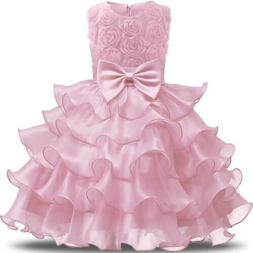 Flower Girls Princess First Birthday Outfits 1 and 2 Years Old Birthday Baby Toddler Dresses Clothes Vestido Infantil Para Festa