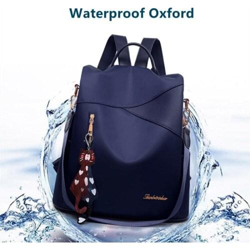 Simple Oxford Womens Backpack Fashion Solid Multiple Carrying Methods Waterproof Back Anti-Theft Main Pocket Large Capacity