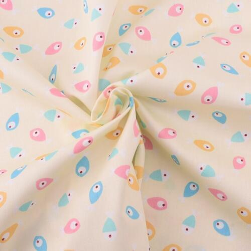 QUAN FANG Small fish Series Printed Twill Cotton Fabric For DIY/Quilting/Sewing/Baby/Childrens Sheet,Pillow Material Half Meter