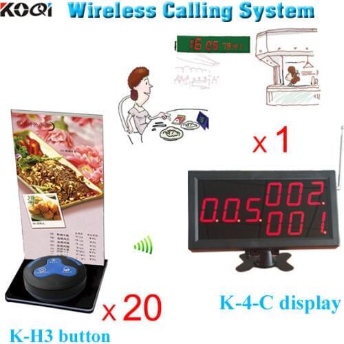 Restaurant table call system 20pcs call bell with food menu holder and 1pc LED Monitor can show 3groups