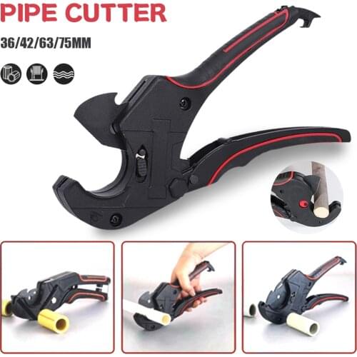 Pipe Cutter Ratchet-Type Tube and Pipe Scissors SK5 Blade Ratchet PVC/PE/VE Tubing Cutter 36/42/63/75mm with Lock Hand Tools