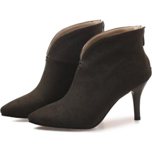 Big Size 9 10 11-17 boots women shoes ankle boots for women ladies boots shoes woman winter Rear zipper tapered heel