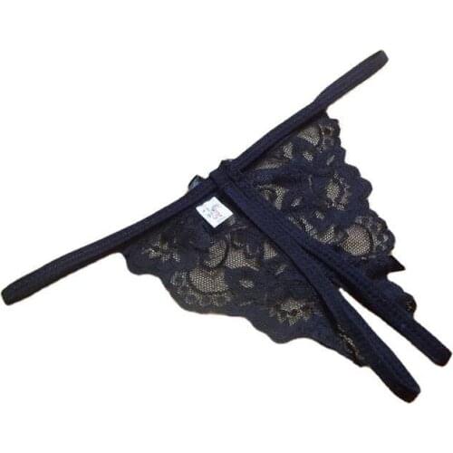 Sexy Lace Transparent Butterfly Panties For Women Bowknot Open Crotch Erotic Lingerie T-pants Thong String Female