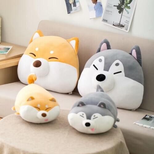 Cute Husky & Shiba Inu Plush Toy Stuffed Soft Animal Dog Pillow hand warm Christmas Gift Peluche for Kids Girls Kawaii Present