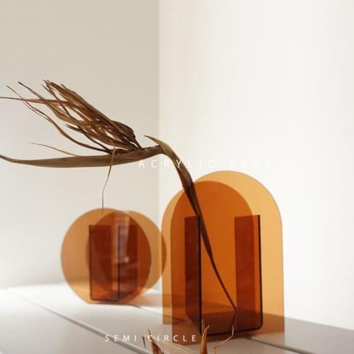 Nordic Plexiglass Vase Fresh Flowers Dried Flowers Home Art Decoration Accessories Ins Geometric Acrylic Vasos Terrarium