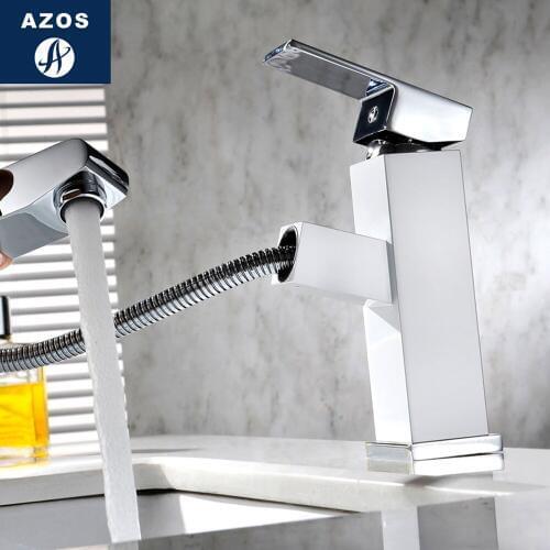 Modern Bathroom Faucet Pull Out Single Handle Swivel Spout Vessel Sink Mixer Tap Brushed Nickel Chrome Polish 2 Color CLMP001
