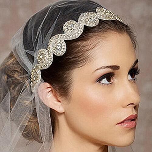Wedding Bridal Crystal Rhinestone Headband Customized Beaded For Women & Girls Hair Accessories