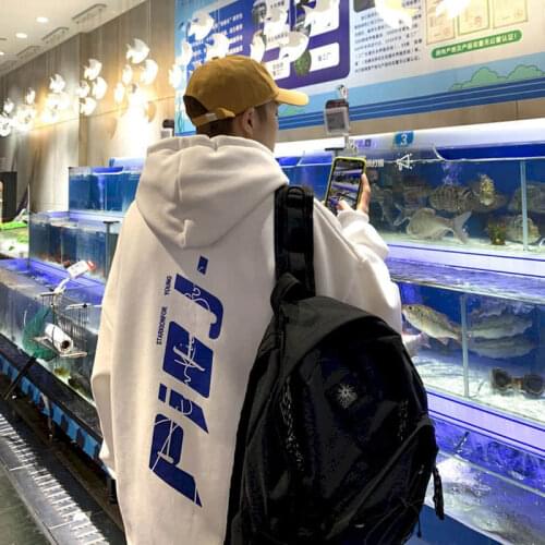 Hip Hop Hoodies Hong Kong style sweatshirt mens hooded trend student loose plus velvet thick coat trend ins autumn cool clothes