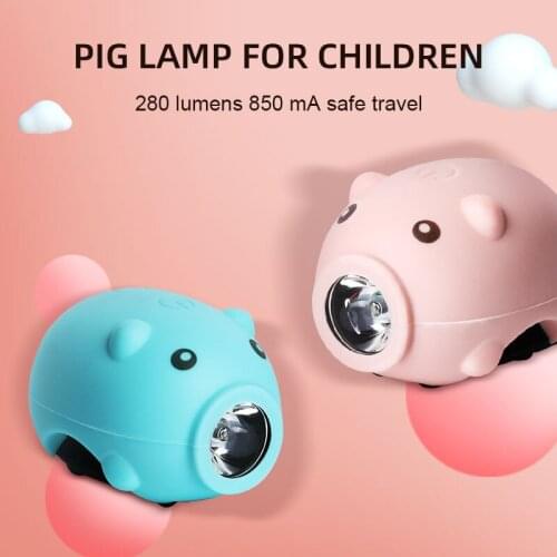 Bicycle Lights USB Rechargeable Child Bike Lights Bike Front Rear Light Cute Pig Cycling Safety Headlight B2Cshop